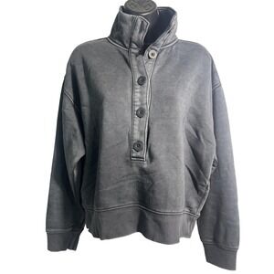 Universal Thread Sweatshirt Womens Small Black Henley High Neck Button Fleece